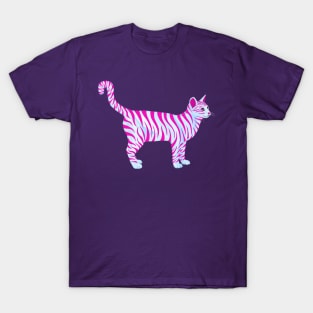 Pink Magenta Striped Tabby Cat T-Shirt